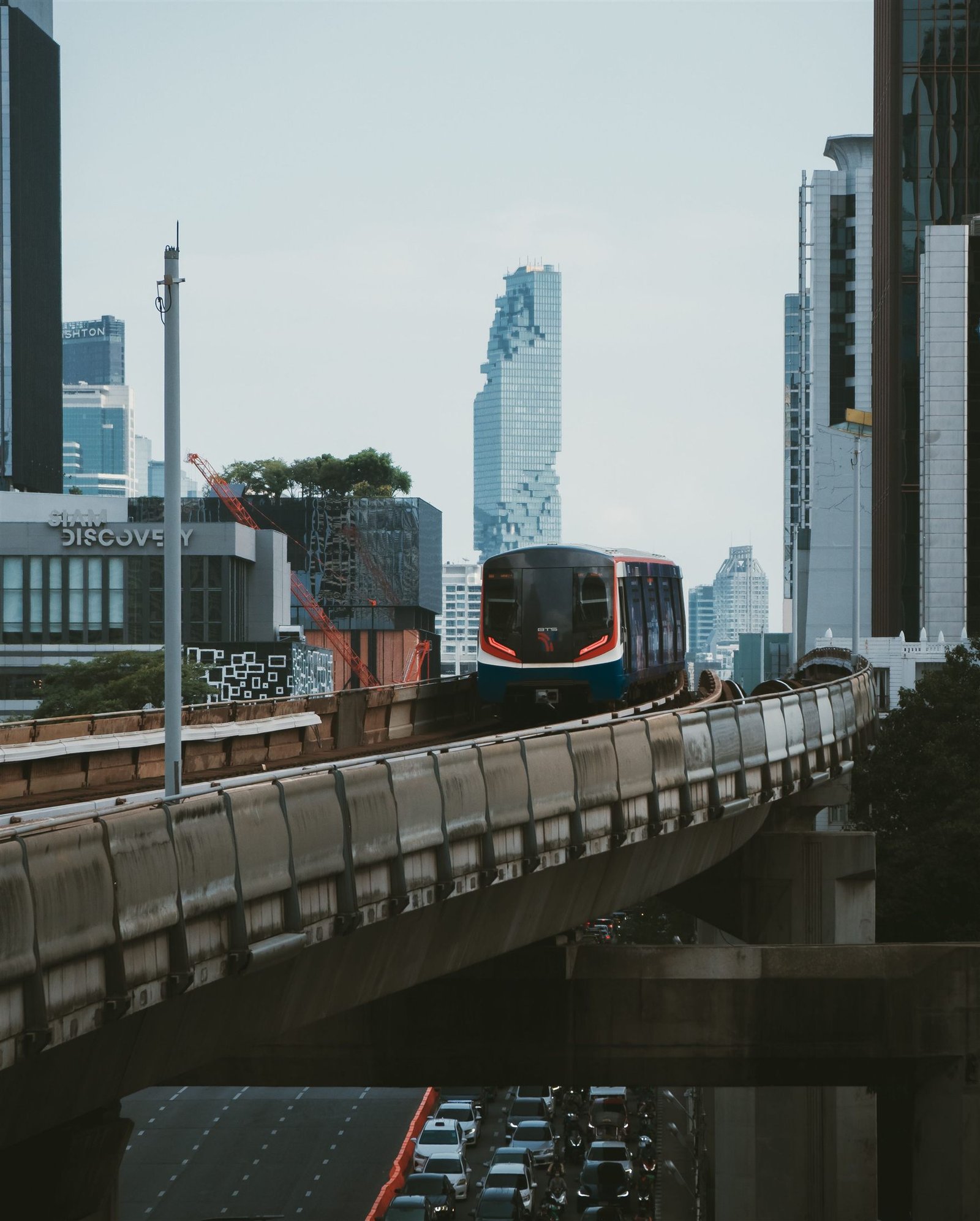 BTS Skytrain through central Bangkok